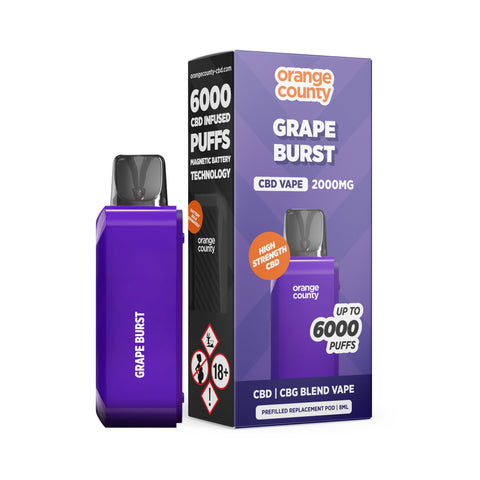 2000mg CBD/CBG Replacement Pod  Grape Burst (6000 Puff)  Orange County CBD