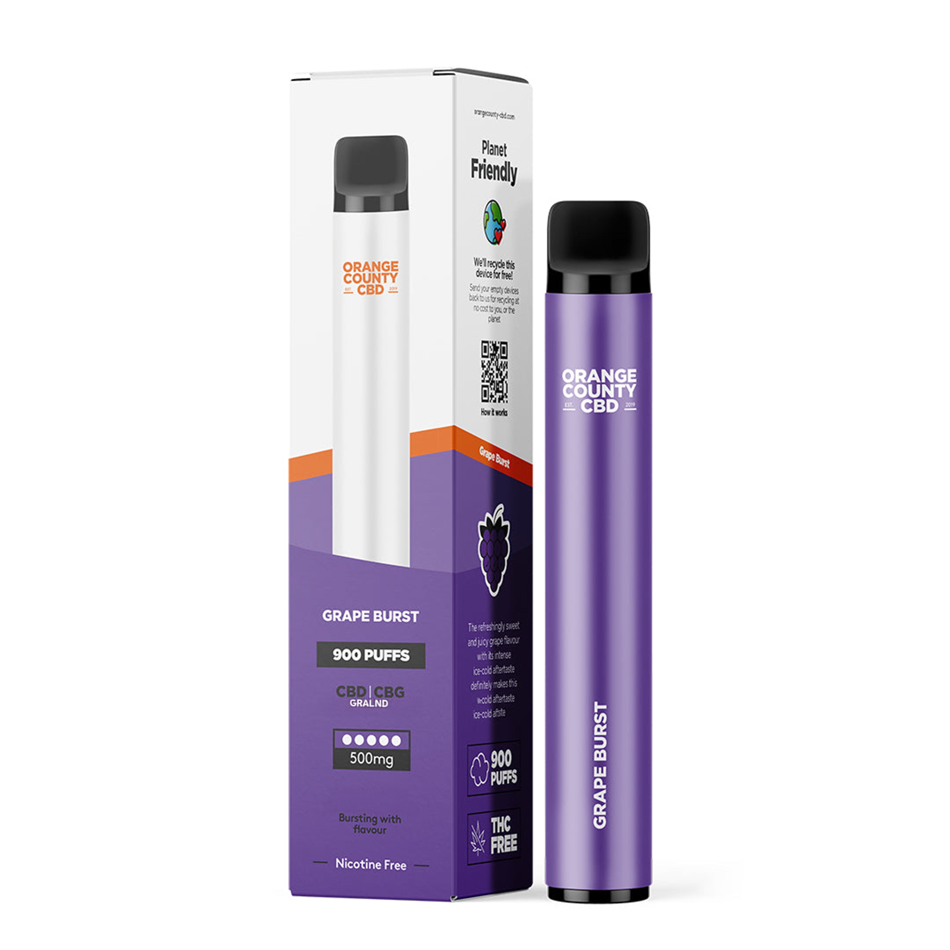 CBD/CBG Disposable Vape | Grape Burst | Orange County CBD (500mg) CBD/CBG Disposable Vape | Grape Burst | Orange County CBD (500mg)