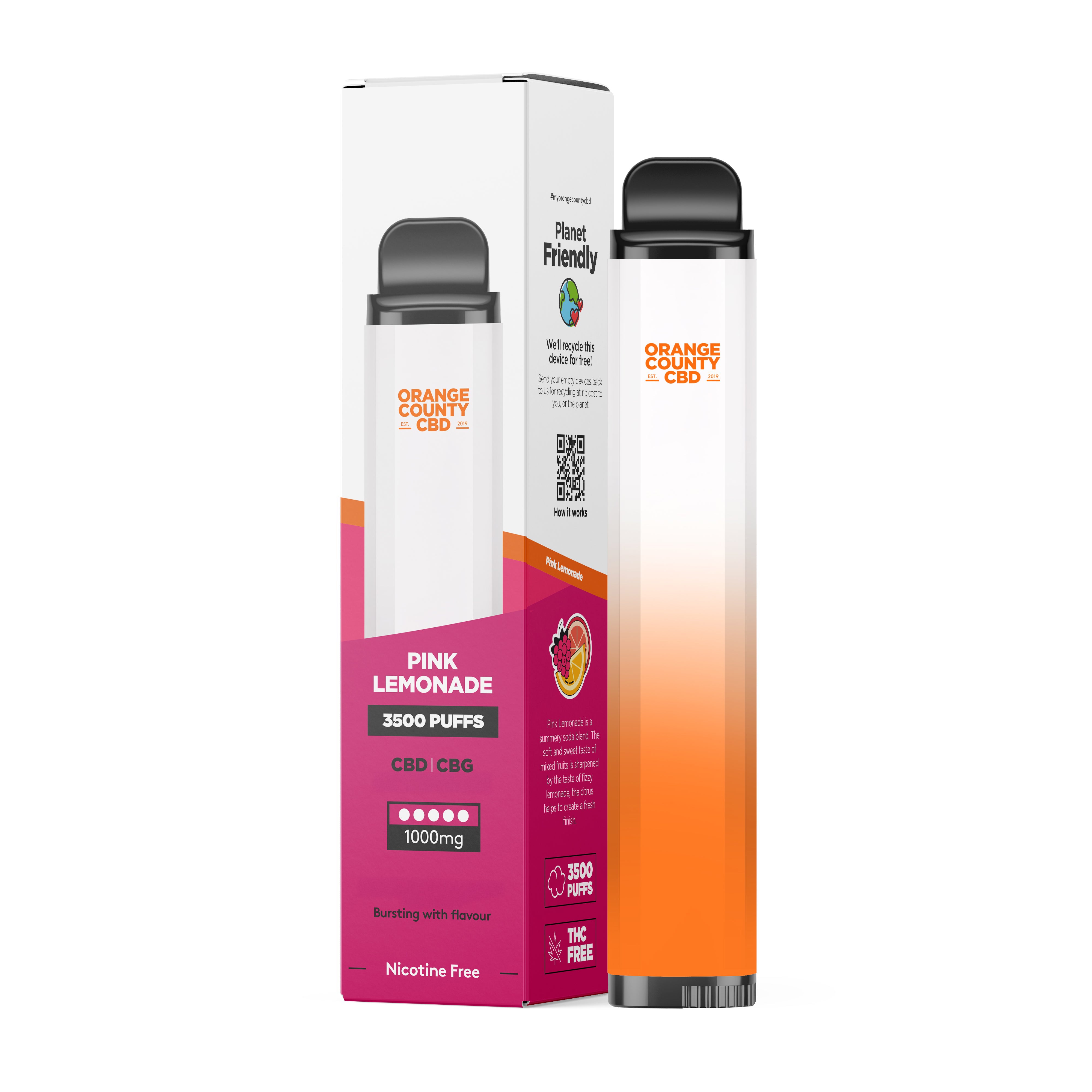 Pink Lemonade 3500 Puff - CBD/CBG (1000mg) Orange County CBD Pink Lemonade 3500 Puff - CBD/CBG (1000mg) Orange County CBD